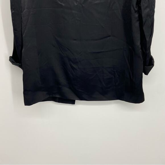 New Zara Black Satin Long Line Blazer With Turn-up Cuffs Size Large - Picture 11 of 16